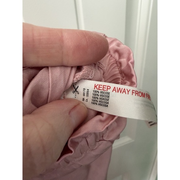 Anthropologie Blush Pink Silky Viscose Palazzo Culotte Pants sz Med Ruffle waist - Picture 6 of 8